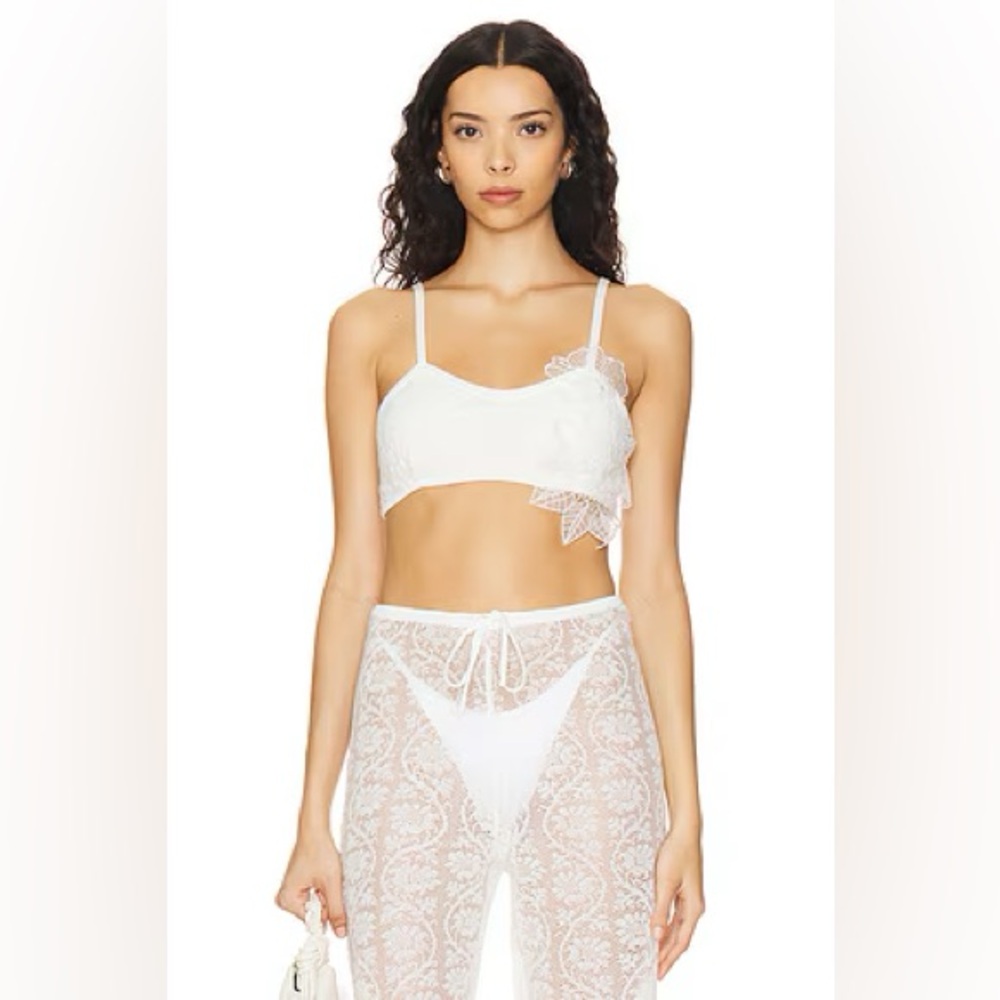 SNDYS Like-New White Lace Bralette and Pant Set